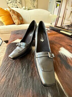 Air Supply Dress Shayla Black Leather Pumps Sz-8.5